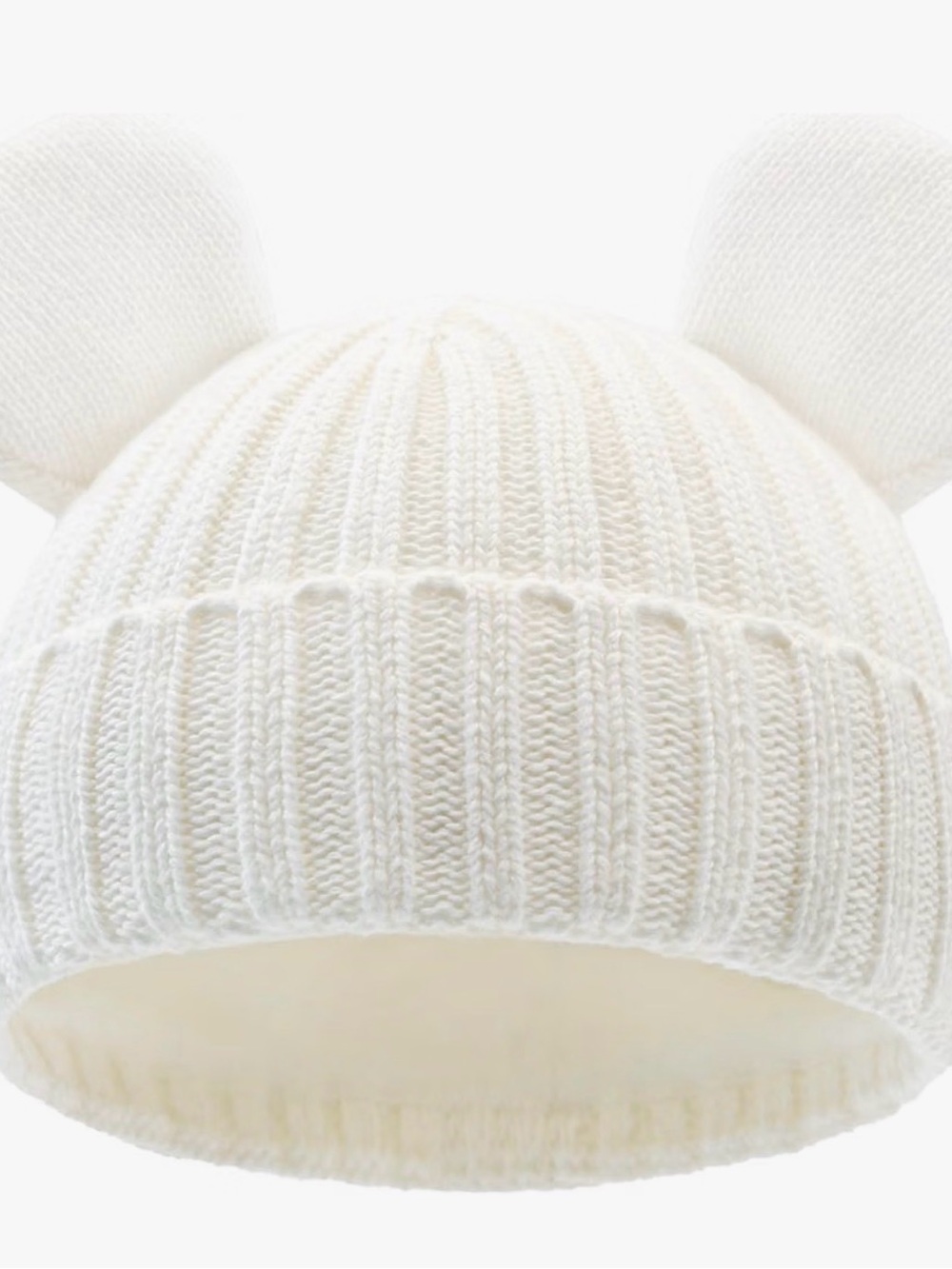 Kids Cream Knit Beanie with Ears - Unbranded